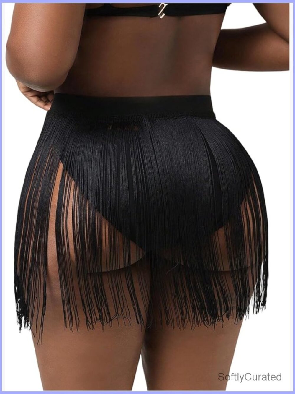 Plus Size Tassel Fringe Cover Up Mini Beach Skirt High Waisted Swimsuit Coverup